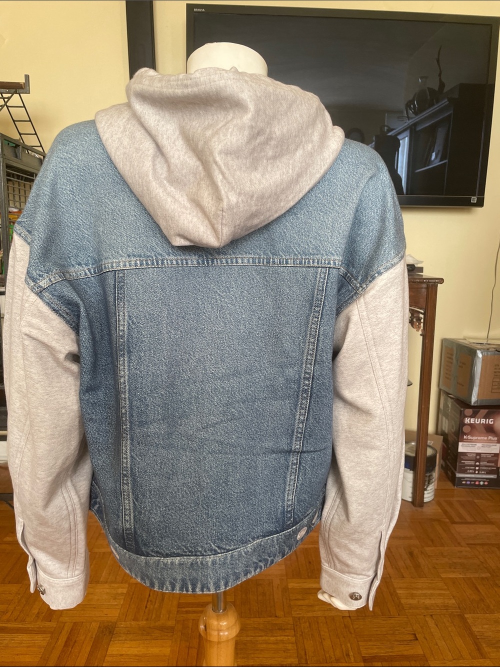 Rag & Bone Jacket with Gray Hooded Sleeves - Casual Women’s Jacket Size Small - Picture 5 of 12